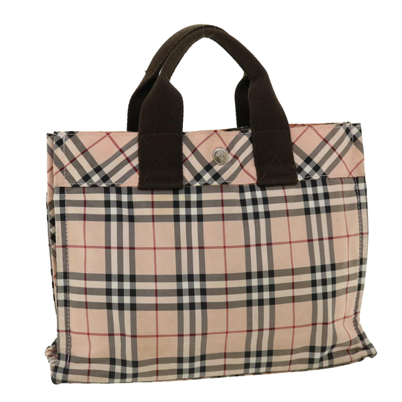 BURBERRY Nova Check Hand Bag Nylon Pink Auth hs1650 - Picture 1 of 16